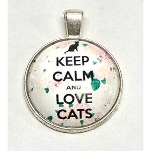 New Keep‎ Calm And Love Cats Silver Pendant Jewelry Kitty Feline Lover Gift
